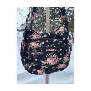 90s Grunge Floral Hobo Bag Canvas Lined Pockets